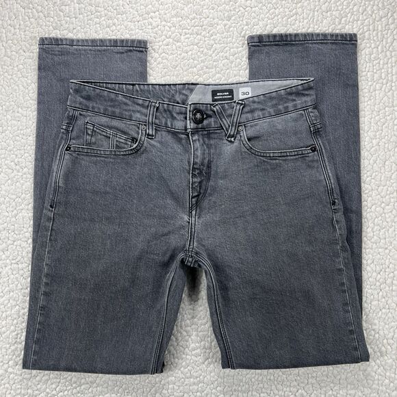 Volcom Jeans Mens 30x31 Gray Solver Modern Straight Denim Casual Preppy Logo